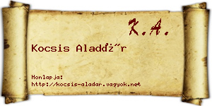 Kocsis Aladár névjegykártya